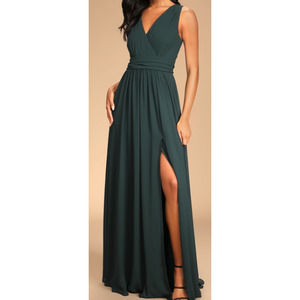 LULU'S XL Thoughts of Hue Emerald Green Surplice Maxi Formal Party Dress NEW B30